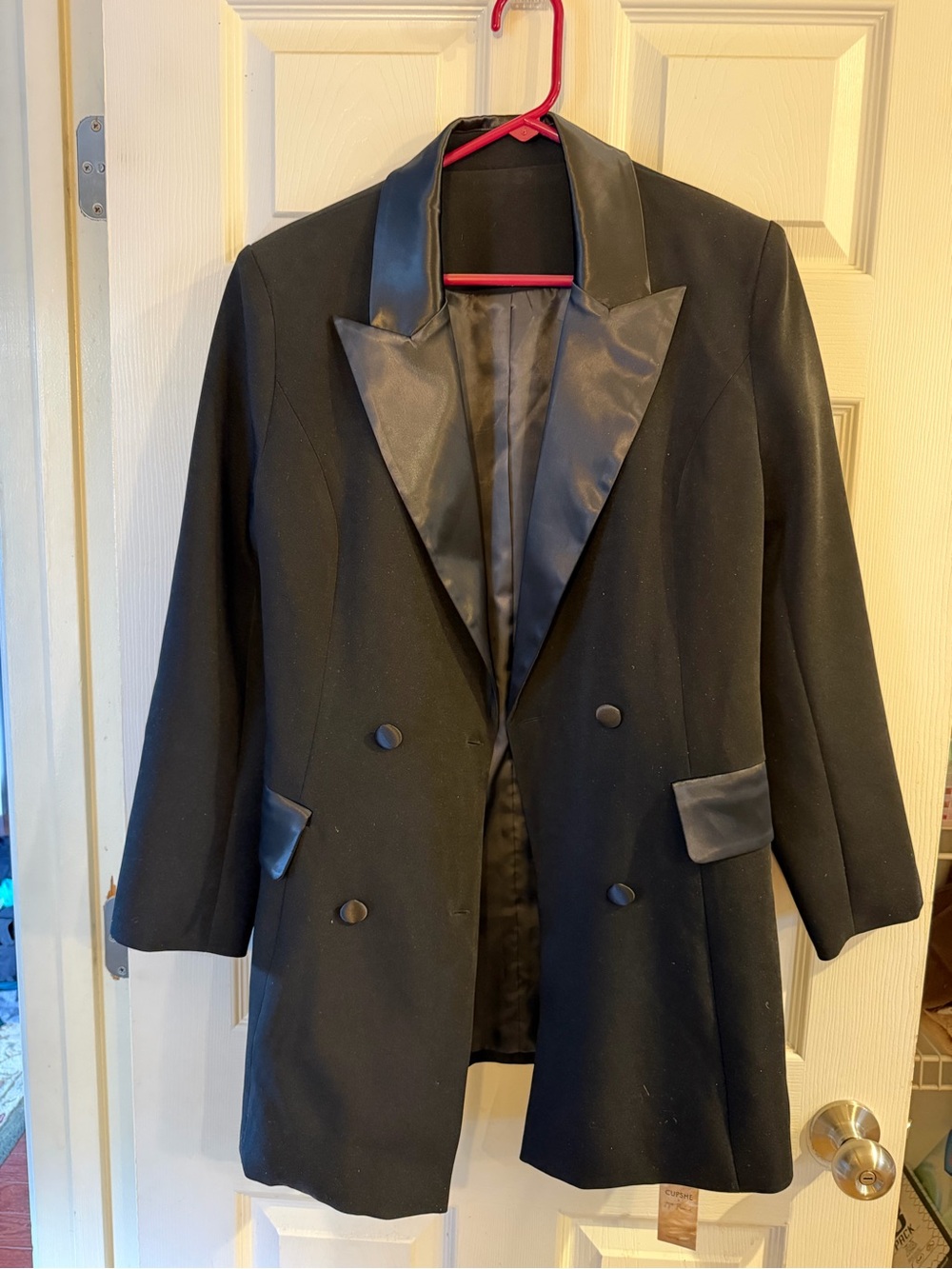 Cupshe Women’s Black Double-Breasted Dress w/ Satin Lapels size M